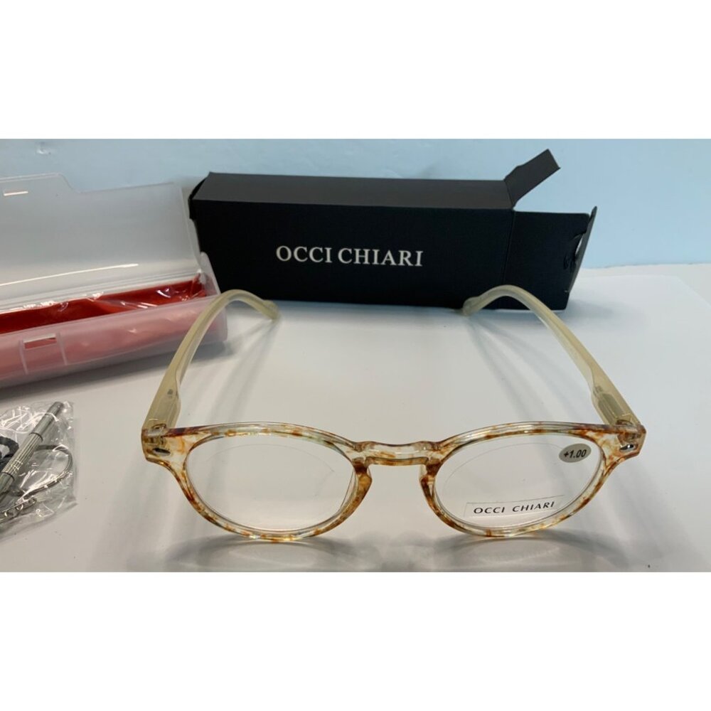 Occi Chiari +1.0 Strength Tortoise Shell Reading Glasses With Case & Accessories